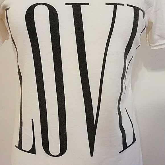 White & Black Off Shoulder Grachic LOVE Tee - Picture 2 of 5